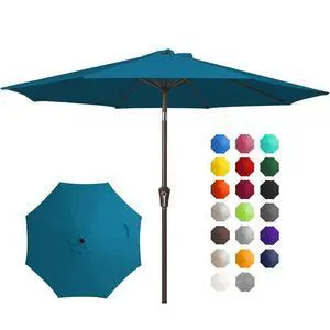 10FT Outdoor Patio Umbrella Outdoor Table Umbrella with Push Button Tilt and Crank, Market Umbrella 8 Sturdy Ribs UV Protection Waterproof for Pool, Garden (Lake Blue) 10FT Outdoor Patio Umbrella Outdoor Table Umbrella with Push Button Tilt and Crank, Market Umbrella 8 Sturdy Ribs UV Protection Waterproof for Pool, Garden (Lake Blue)