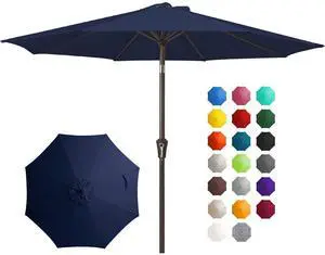 10FT Outdoor Patio Umbrella Outdoor Table Umbrella with Push Button Tilt and Crank, Market Umbrella 8 Sturdy Ribs UV Protection Waterproof for Pool, Garden (Navy) 10FT Outdoor Patio Umbrella Outdoor Table Umbrella with Push Button Tilt and Crank, Market Umbrella 8 Sturdy Ribs UV Protection Waterproof for Pool, Garden (Navy)