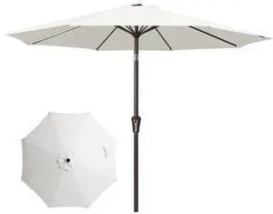 10FT Patio Umbrellas Outdoor Table Umbrella with Push Button Tilt and Crank, Market Umbrella 8 Sturdy Ribs UV Protection Waterproof for Pool, Garden (White) 10FT Patio Umbrellas Outdoor Table Umbrella with Push Button Tilt and Crank, Market Umbrella 8 Sturdy Ribs UV Protection Waterproof for Pool, Garden (White)