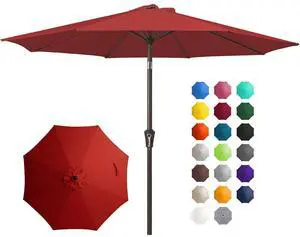 10FT Outdoor Patio Umbrella Outdoor Table Umbrella with Push Button Tilt and Crank, Market Umbrella 8 Sturdy Ribs UV Protection Waterproof for Pool, Garden (Light Red) 10FT Outdoor Patio Umbrella Outdoor Table Umbrella with Push Button Tilt and Crank, Market Umbrella 8 Sturdy Ribs UV Protection Waterproof for Pool, Garden (Light Red)