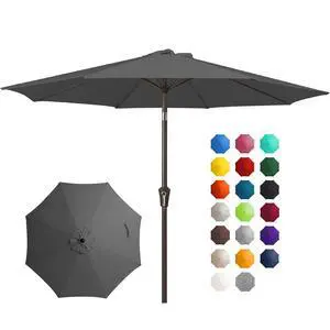 10FT Outdoor Patio Umbrella Outdoor Table Umbrella with Push Button Tilt and Crank, Market Umbrella 8 Sturdy Ribs UV Protection Waterproof for Pool, Garden (Gray) 10FT Outdoor Patio Umbrella Outdoor Table Umbrella with Push Button Tilt and Crank, Market Umbrella 8 Sturdy Ribs UV Protection Waterproof for Pool, Garden (Gray)