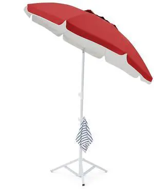 6.5ft Sun Shade Umbrellas, Portable Umbrella with Stand, Lightweight Sun Protection Free Standing Sport Umbrella for Outdoor Sports, Camping, Fishing, Patio, Beach, Red 6.5ft Sun Shade Umbrellas, Portable Umbrella with Stand, Lightweight Sun Protection Free Standing Sport Umbrella for Outdoor Sports, Camping, Fishing, Patio, Beach, Red