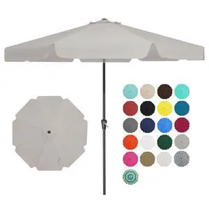 9 FT Patio Umbrella Outdoor, Table Umbrellas Market Umbrella w/Push Button Tilt/Crank, 8 Sturdy Ribs(Fog Gray) 9 FT Patio Umbrella Outdoor, Table Umbrellas Market Umbrella w/Push Button Tilt/Crank, 8 Sturdy Ribs(Fog Gray)