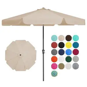 9 FT Patio Umbrella Outdoor, Table Umbrellas Market Umbrella w/Push Button Tilt/Crank, 8 Sturdy Ribs(Beige) 9 FT Patio Umbrella Outdoor, Table Umbrellas Market Umbrella w/Push Button Tilt/Crank, 8 Sturdy Ribs(Beige)