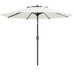9' 2-Tiers Patio Umbrellas Outdoor Table Market Umbrella w/Push Button Tilt/Crank, 8 Sturdy Ribs, UV Protection Waterproof Sunproof(Cream White) 9' 2-Tiers Patio Umbrellas Outdoor Table Market Umbrella w/Push Button Tilt/Crank, 8 Sturdy Ribs, UV Protection Waterproof Sunproof(Cream White)
