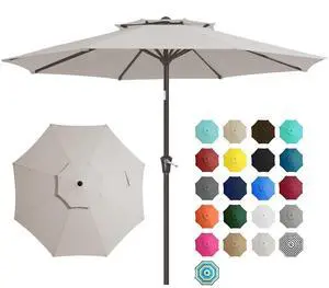 9' 2-Tiers Patio Umbrellas Outdoor Table Market Umbrella w/Push Button Tilt/Crank, 8 Sturdy Ribs, UV Protection Waterproof Sunproof(Fog Gray) 9' 2-Tiers Patio Umbrellas Outdoor Table Market Umbrella w/Push Button Tilt/Crank, 8 Sturdy Ribs, UV Protection Waterproof Sunproof(Fog Gray)