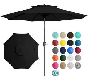 9' 2-Tiers Patio Umbrellas Outdoor Table Market Umbrella w/Push Button Tilt/Crank, 8 Sturdy Ribs, UV Protection Waterproof Sunproof(Black) 9' 2-Tiers Patio Umbrellas Outdoor Table Market Umbrella w/Push Button Tilt/Crank, 8 Sturdy Ribs, UV Protection Waterproof Sunproof(Black)