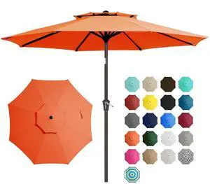 9' 2-Tiers Patio Umbrellas Outdoor Table Market Umbrella w/Push Button Tilt/Crank, 8 Sturdy Ribs, UV Protection Waterproof Sunproof(Orange) 9' 2-Tiers Patio Umbrellas Outdoor Table Market Umbrella w/Push Button Tilt/Crank, 8 Sturdy Ribs, UV Protection Waterproof Sunproof(Orange)
