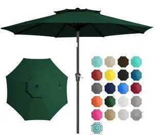 9' 2-Tiers Patio Umbrellas Outdoor Table Market Umbrella w/Push Button Tilt/Crank, 8 Sturdy Ribs, UV Protection Waterproof Sunproof(Dark Green) 9' 2-Tiers Patio Umbrellas Outdoor Table Market Umbrella w/Push Button Tilt/Crank, 8 Sturdy Ribs, UV Protection Waterproof Sunproof(Dark Green)