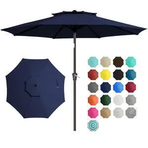 9 ft 2-Tiers Patio Umbrellas Outdoor Table Market Umbrella w/Push Button Tilt/Crank, 8 Sturdy Ribs, UV Protection Waterproof Sunproof(Navy Blue) 9 ft 2-Tiers Patio Umbrellas Outdoor Table Market Umbrella w/Push Button Tilt/Crank, 8 Sturdy Ribs, UV Protection Waterproof Sunproof(Navy Blue)