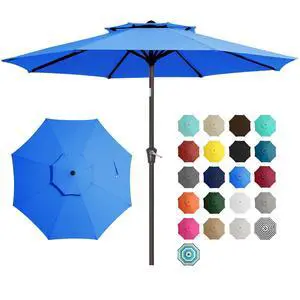 9' 2-Tiers Patio Umbrellas Outdoor Table Market Umbrella w/Push Button Tilt/Crank, 8 Sturdy Ribs, UV Protection Waterproof Sunproof(Royal Blue) 9' 2-Tiers Patio Umbrellas Outdoor Table Market Umbrella w/Push Button Tilt/Crank, 8 Sturdy Ribs, UV Protection Waterproof Sunproof(Royal Blue)