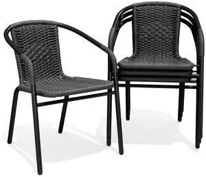 Outdoor Patio Rattan Dining Chairs Set of 4, All Weather Stackable Dining Chairs for Lawn, Restaurant, Garden, Grey Outdoor Patio Rattan Dining Chairs Set of 4, All Weather Stackable Dining Chairs for Lawn, Restaurant, Garden, Grey