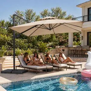10x10 ft 2-Tier Cantilever Patio Umbrella, Large Square Outdoor Offset Umbrella with Double Top Vent and 360-degree Rotation for Garden, Deck, Pool, Patio, Beige 10x10 ft 2-Tier Cantilever Patio Umbrella, Large Square Outdoor Offset Umbrella with Double Top Vent and 360-degree Rotation for Garden, Deck, Pool, Patio, Beige