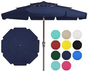3 Tiers 9 FT Patio Umbrellas Outdoor Table Umbrella with Push Button Market Umbrella 8 Sturdy Ribs UV Protection Waterproof for Garden,Navy 3 Tiers 9 FT Patio Umbrellas Outdoor Table Umbrella with Push Button Market Umbrella 8 Sturdy Ribs UV Protection Waterproof for Garden,Navy