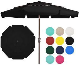 3 Tiers 9 FT Patio Umbrellas Outdoor Table Umbrella with Push Button Market Umbrella 8 Sturdy Ribs UV Protection Waterproof for Garden,Black 3 Tiers 9 FT Patio Umbrellas Outdoor Table Umbrella with Push Button Market Umbrella 8 Sturdy Ribs UV Protection Waterproof for Garden,Black