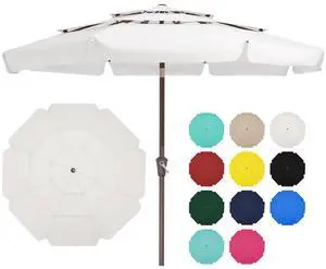 3 Tiers 9 FT Patio Umbrellas Outdoor Table Umbrella with Push Button Market Umbrella 8 Sturdy Ribs UV Protection Waterproof for Garden,Off-white 3 Tiers 9 FT Patio Umbrellas Outdoor Table Umbrella with Push Button Market Umbrella 8 Sturdy Ribs UV Protection Waterproof for Garden,Off-white