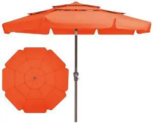 3 Tiers 9 FT Patio Umbrellas Outdoor Table Umbrella with Push Button Market Umbrella 8 Sturdy Ribs UV Protection Waterproof for Garden,Orange 3 Tiers 9 FT Patio Umbrellas Outdoor Table Umbrella with Push Button Market Umbrella 8 Sturdy Ribs UV Protection Waterproof for Garden,Orange
