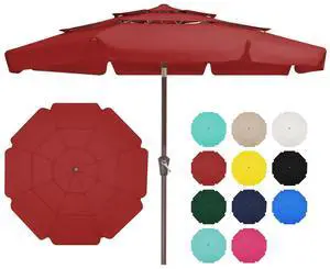 3 Tiers 9 FT Patio Umbrellas Outdoor Table Umbrella with Push Button Market Umbrella 8 Sturdy Ribs UV Protection Waterproof for Garden,Red 3 Tiers 9 FT Patio Umbrellas Outdoor Table Umbrella with Push Button Market Umbrella 8 Sturdy Ribs UV Protection Waterproof for Garden,Red