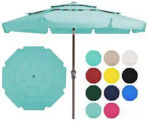3 Tiers 9 FT Patio Umbrellas Outdoor Table Umbrella with Push Button Market Umbrella 8 Sturdy Ribs UV Protection Waterproof for Garden,Peacock Blue 3 Tiers 9 FT Patio Umbrellas Outdoor Table Umbrella with Push Button Market Umbrella 8 Sturdy Ribs UV Protection Waterproof for Garden,Peacock Blue