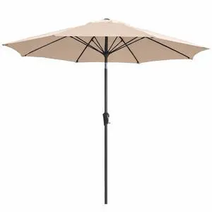 9FT Outdoor Patio Umbrella, Market Umbrella with 8 Fiberglass Ribs & Tilt/Crank, UV Protection & Wind-Resistant Pool Umbrella for Lawn Garden Deck Backyard, Cream Beige 9FT Outdoor Patio Umbrella, Market Umbrella with 8 Fiberglass Ribs & Tilt/Crank, UV Protection & Wind-Resistant Pool Umbrella for Lawn Garden Deck Backyard, Cream Beige