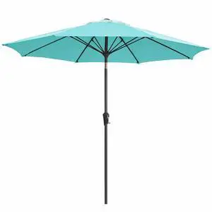9FT Outdoor Patio Umbrella,Market Table Umbrella with 8 Fiberglass Ribs, Pool Umbrella with Tilt and Crank, UV Protection Lightweight & Wind-Resistant for Lawn, Garden, Deck and Backyard, Peacock Blue 9FT Outdoor Patio Umbrella,Market Table Umbrella with 8 Fiberglass Ribs, Pool Umbrella with Tilt and Crank, UV Protection Lightweight & Wind-Resistant for Lawn, Garden, Deck and Backyard, Peacock Blue