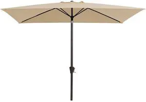 6.5x10ft Olefin Rectangular Patio Umbrella, Rectangle Outdoor Umbrellas with Auto Tilt Crank System, Market Table Umbrella UV Protection Fade-Resistant for Pool Deck Garden Yard, Beige 6.5x10ft Olefin Rectangular Patio Umbrella, Rectangle Outdoor Umbrellas with Auto Tilt Crank System, Market Table Umbrella UV Protection Fade-Resistant for Pool Deck Garden Yard, Beige