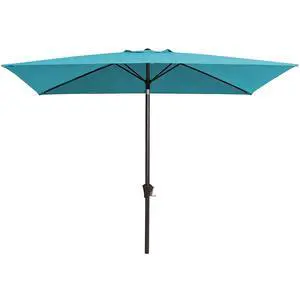 6.5x10ft Olefin Rectangular Patio Umbrella, Rectangle Outdoor Umbrellas with Auto Tilt Crank System, Market Table Umbrella UV Protection Fade-Resistant for Pool Deck Garden Yard, Lake Blue 6.5x10ft Olefin Rectangular Patio Umbrella, Rectangle Outdoor Umbrellas with Auto Tilt Crank System, Market Table Umbrella UV Protection Fade-Resistant for Pool Deck Garden Yard, Lake Blue