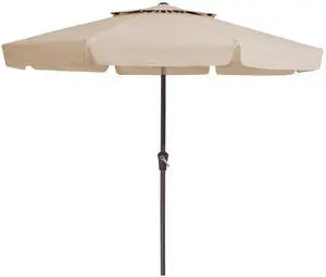 9' 2-Tiers Patio Umbrellas Outdoor Market Table Umbrella w/Push Button Tilt/Crank, 8 Sturdy Ribs, UV Protection Waterproof Sunproof(Beige) 9' 2-Tiers Patio Umbrellas Outdoor Market Table Umbrella w/Push Button Tilt/Crank, 8 Sturdy Ribs, UV Protection Waterproof Sunproof(Beige)