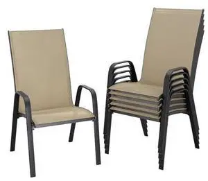 6 Pieces Stackable Patio Dining Chairs, All Weather Resistant Outdoor Dining Furniture, Ideal for Garden Backyard Poolside Lawn, Beige 6 Pieces Stackable Patio Dining Chairs, All Weather Resistant Outdoor Dining Furniture, Ideal for Garden Backyard Poolside Lawn, Beige