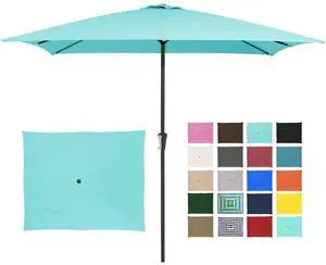 8x10 ft Rectangular Patio Umbrellas Outdoor Table Market Umbrella w/Crank, 8 Sturdy Ribs, UV Protection Windproof Sunproof for Garden, Deck, Backyard, Pool(Teal Blue) 8x10 ft Rectangular Patio Umbrellas Outdoor Table Market Umbrella w/Crank, 8 Sturdy Ribs, UV Protection Windproof Sunproof for Garden, Deck, Backyard, Pool(Teal Blue)