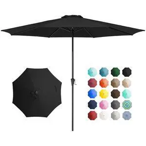 11' Patio Umbrellas Outdoor Table Market Umbrella w/Crank, 8 Sturdy Ribs, UV Protection Windproof for Garden, Deck, Backyard, Pool(Black) 11' Patio Umbrellas Outdoor Table Market Umbrella w/Crank, 8 Sturdy Ribs, UV Protection Windproof for Garden, Deck, Backyard, Pool(Black)
