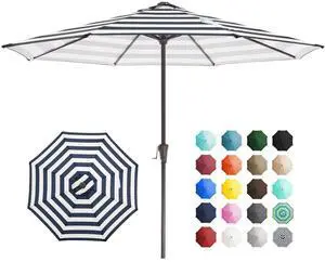 11' Patio Umbrellas Outdoor Table Market Umbrella w/Crank, 8 Sturdy Ribs, UV Protection Windproof for Garden, Deck, Backyard, Pool(Black Striped) 11' Patio Umbrellas Outdoor Table Market Umbrella w/Crank, 8 Sturdy Ribs, UV Protection Windproof for Garden, Deck, Backyard, Pool(Black Striped)