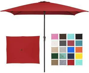 8x10 ft Rectangular Patio Umbrellas Outdoor Table Market Umbrella w/Crank, 8 Sturdy Ribs, UV Protection Windproof Sunproof for Garden, Deck, Backyard, Pool(Red) 8x10 ft Rectangular Patio Umbrellas Outdoor Table Market Umbrella w/Crank, 8 Sturdy Ribs, UV Protection Windproof Sunproof for Garden, Deck, Backyard, Pool(Red)