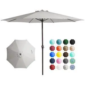 12' Patio Umbrellas Outdoor Table Market Umbrella w/Crank, 8 Sturdy Ribs, UV Protection Windproof for Garden, Deck, Backyard, Pool(Foggy Gray) 12' Patio Umbrellas Outdoor Table Market Umbrella w/Crank, 8 Sturdy Ribs, UV Protection Windproof for Garden, Deck, Backyard, Pool(Foggy Gray)