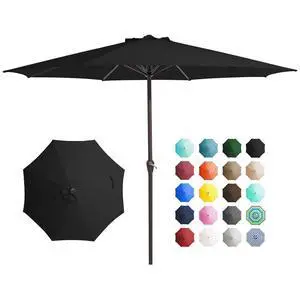 12' Patio Umbrellas Outdoor Table Market Umbrella w/Crank, 8 Sturdy Ribs, UV Protection Windproof for Garden, Deck, Backyard, Pool(Black) 12' Patio Umbrellas Outdoor Table Market Umbrella w/Crank, 8 Sturdy Ribs, UV Protection Windproof for Garden, Deck, Backyard, Pool(Black)