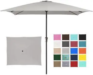 8x10 ft Rectangular Patio Umbrellas Outdoor Table Market Umbrella w/Crank, 8 Sturdy Ribs, UV Protection Windproof Sunproof for Garden, Deck, Backyard, Pool(Foggy Gray) 8x10 ft Rectangular Patio Umbrellas Outdoor Table Market Umbrella w/Crank, 8 Sturdy Ribs, UV Protection Windproof Sunproof for Garden, Deck, Backyard, Pool(Foggy Gray)