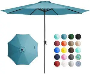 11' Patio Umbrellas Outdoor Table Market Umbrella w/Crank, 8 Sturdy Ribs, UV Protection Windproof for Garden, Deck, Backyard, Pool(Cerulean) 11' Patio Umbrellas Outdoor Table Market Umbrella w/Crank, 8 Sturdy Ribs, UV Protection Windproof for Garden, Deck, Backyard, Pool(Cerulean)