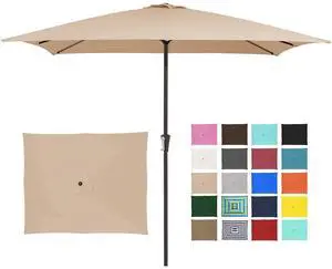 8x10 ft Rectangular Patio Umbrellas Outdoor Table Market Umbrella w/Crank, 8 Sturdy Ribs, UV Protection Windproof Sunproof for Garden, Deck, Backyard, Pool(Beige) 8x10 ft Rectangular Patio Umbrellas Outdoor Table Market Umbrella w/Crank, 8 Sturdy Ribs, UV Protection Windproof Sunproof for Garden, Deck, Backyard, Pool(Beige)