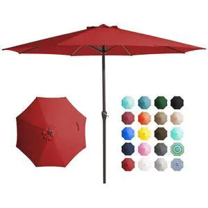 12' Patio Umbrellas Outdoor Table Market Umbrella w/Crank, 8 Sturdy Ribs, UV Protection Windproof for Garden, Deck, Backyard, Pool(Red) 12' Patio Umbrellas Outdoor Table Market Umbrella w/Crank, 8 Sturdy Ribs, UV Protection Windproof for Garden, Deck, Backyard, Pool(Red)