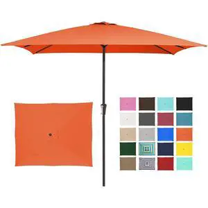 8x10 ft Rectangular Patio Umbrellas Outdoor Table Market Umbrella w/Crank, 8 Sturdy Ribs, UV Protection Windproof Sunproof for Garden, Deck, Backyard, Pool(Orange) 8x10 ft Rectangular Patio Umbrellas Outdoor Table Market Umbrella w/Crank, 8 Sturdy Ribs, UV Protection Windproof Sunproof for Garden, Deck, Backyard, Pool(Orange)
