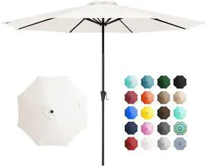 11' Patio Umbrellas Outdoor Table Market Umbrella w/Crank, 8 Sturdy Ribs, UV Protection Windproof for Garden, Deck, Backyard, Pool(Cream White) 11' Patio Umbrellas Outdoor Table Market Umbrella w/Crank, 8 Sturdy Ribs, UV Protection Windproof for Garden, Deck, Backyard, Pool(Cream White)