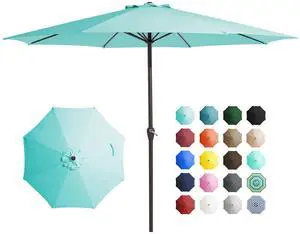 12' Patio Umbrellas Outdoor Table Market Umbrella w/Crank, 8 Sturdy Ribs, UV Protection Windproof for Garden, Deck, Backyard, Pool(Teal Blue) 12' Patio Umbrellas Outdoor Table Market Umbrella w/Crank, 8 Sturdy Ribs, UV Protection Windproof for Garden, Deck, Backyard, Pool(Teal Blue)