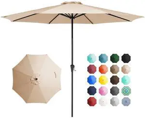 11' Patio Umbrellas Outdoor Table Market Umbrella w/Crank, 8 Sturdy Ribs, UV Protection Windproof for Garden, Deck, Backyard, Pool(Beige) 11' Patio Umbrellas Outdoor Table Market Umbrella w/Crank, 8 Sturdy Ribs, UV Protection Windproof for Garden, Deck, Backyard, Pool(Beige)