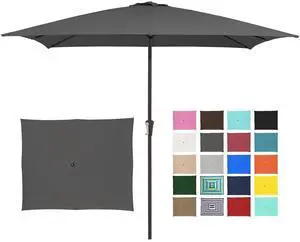 8x10 ft Rectangular Patio Umbrellas Outdoor Table Market Umbrella w/Crank, 8 Sturdy Ribs, UV Protection Windproof Sunproof for Garden, Deck, Backyard, Pool(Gray) 8x10 ft Rectangular Patio Umbrellas Outdoor Table Market Umbrella w/Crank, 8 Sturdy Ribs, UV Protection Windproof Sunproof for Garden, Deck, Backyard, Pool(Gray)