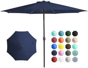 12' Patio Umbrellas Outdoor Table Market Umbrella w/Crank, 8 Sturdy Ribs, UV Protection Windproof for Garden, Deck, Backyard, Pool(Navy Blue) 12' Patio Umbrellas Outdoor Table Market Umbrella w/Crank, 8 Sturdy Ribs, UV Protection Windproof for Garden, Deck, Backyard, Pool(Navy Blue)