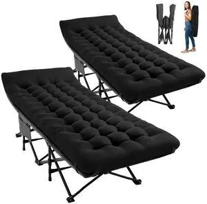 2-Piece Camping Cot for Sleeping 28" Extra Wide, Heavy-Duty 1200D Oxford Foliding Cots for Adults Portable with Mattress, Carry Bag for Guest, Travel, Hiking, Black 2-Piece Camping Cot for Sleeping 28" Extra Wide, Heavy-Duty 1200D Oxford Foliding Cots for Adults Portable with Mattress, Carry Bag for Guest, Travel, Hiking, Black