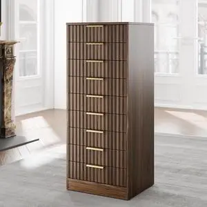 9 Drawer File Cabinet, Wooden Office Cabinet with Drawers, Fluted Storage Filing Drawer for Home Office, Black Walnut 9 Drawer File Cabinet, Wooden Office Cabinet with Drawers, Fluted Storage Filing Drawer for Home Office, Black Walnut