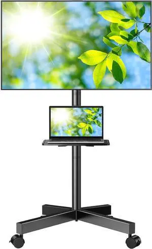 Rolling TV Stand, Mobile TV Stand for 23-60 Inch LCD LED TVs, Tilt TV Stand Wheels Holds up to 88Lbs, Portable TV Stand for Bedroom with Shelf, Outdoor TV Stand Max VESA 400x400mm PSTVMC06 Rolling TV Stand, Mobile TV Stand for 23-60 Inch LCD LED TVs, Tilt TV Stand Wheels Holds up to 88Lbs, Portable TV Stand for Bedroom with Shelf, Outdoor TV Stand Max VESA 400x400mm PSTVMC06