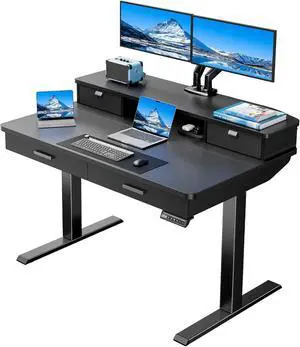 48 x 30 inch Electric Standing Desk with 2 Wood Drawers, Adjustable Height Sit Stand Desk for Home Office, Ergonomic Stand up Desk with 4 Memory Presets, 176 lbs Capacity, Black Top 48 x 30 inch Electric Standing Desk with 2 Wood Drawers, Adjustable Height Sit Stand Desk for Home Office, Ergonomic Stand up Desk with 4 Memory Presets, 176 lbs Capacity, Black Top