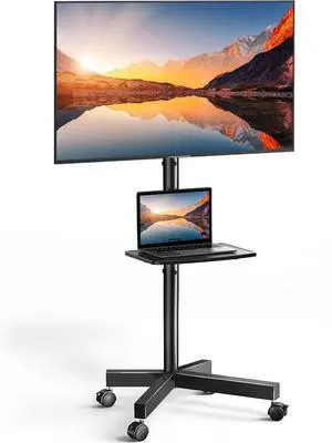 Rolling TV Stand on Wheels for 23-65 Inch TVs,Tilt Mobile TV Cart Holds up to 99 lbs with Adjustable Height Shelf, Outdoor TV Stand for Bedroom Max VESA 400x400mm PSTVMC04 Rolling TV Stand on Wheels for 23-65 Inch TVs,Tilt Mobile TV Cart Holds up to 99 lbs with Adjustable Height Shelf, Outdoor TV Stand for Bedroom Max VESA 400x400mm PSTVMC04
